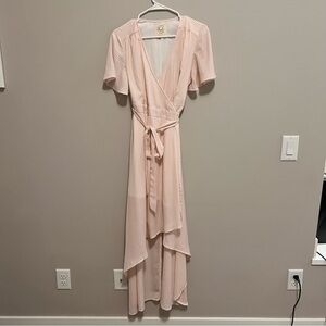 Pink & White Striped Wrap Dress